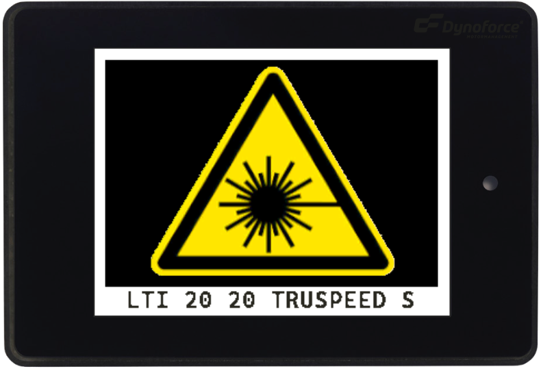 Laserwaarschuwing op het LCD-scherm van de Target Blu Eye 2