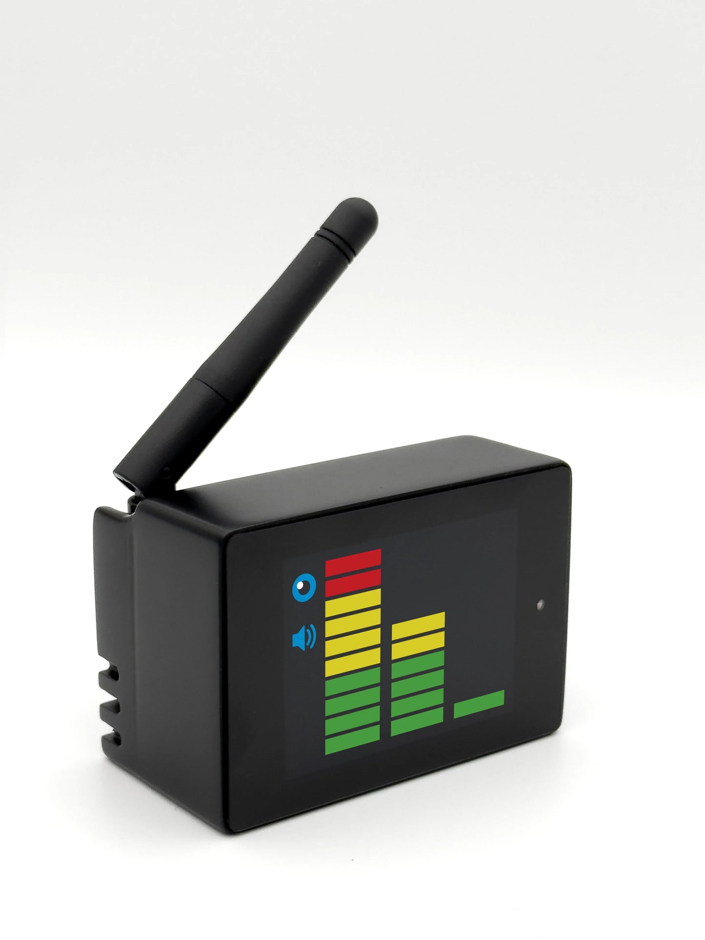 Target Blu Eye GO in zijaanzicht met uitgeklapte antenne
