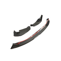 Dry Carbon Front Splitter 3-delig met rode hoekdelen voor BMW M3 / M4 / M3 Touring G80, G82, G81