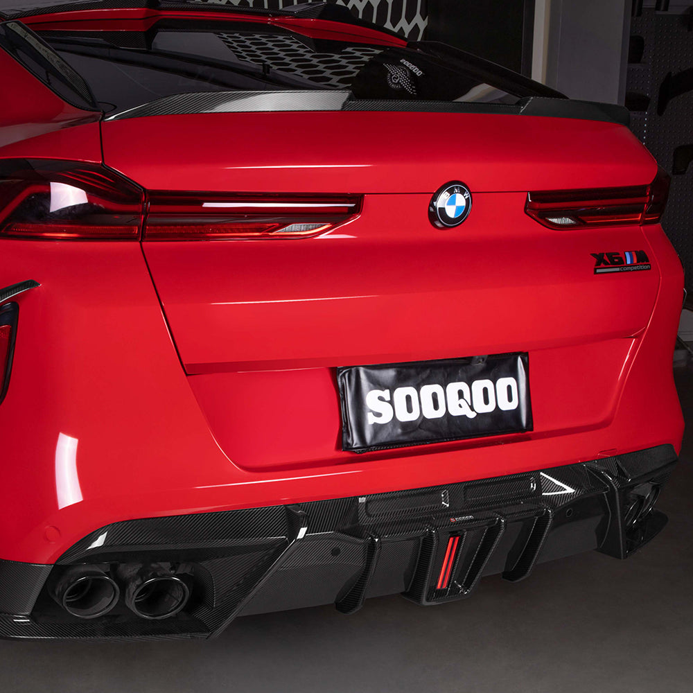 SOOQOO Carbon Diffuser voor BMW X6 M F96 (met remlicht)