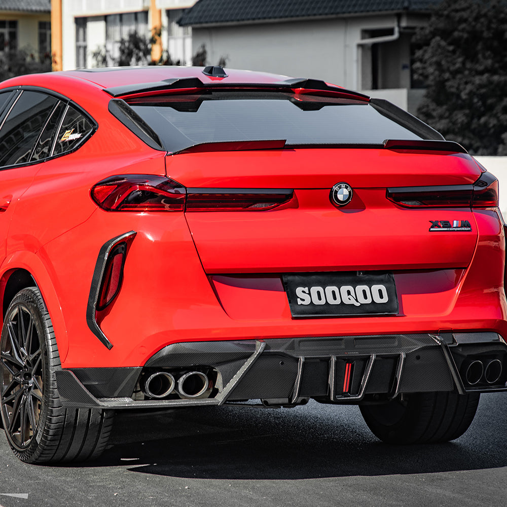 SOOQOO Carbon Diffuser voor BMW X6 M F96 (met remlicht)