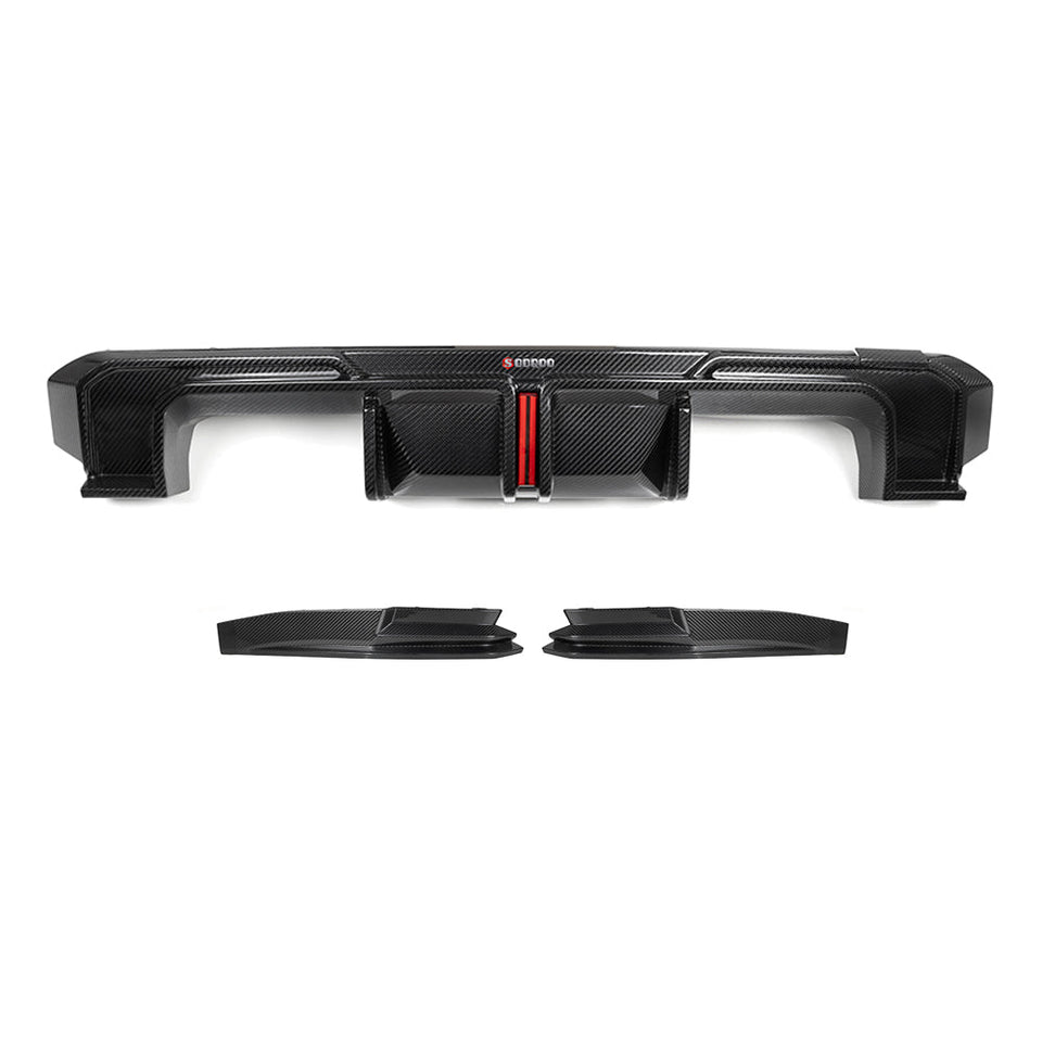 SOOQOO V1 Carbon Diffuser voor BMW M3 / M3 Touring G80, G81 (met remlicht)