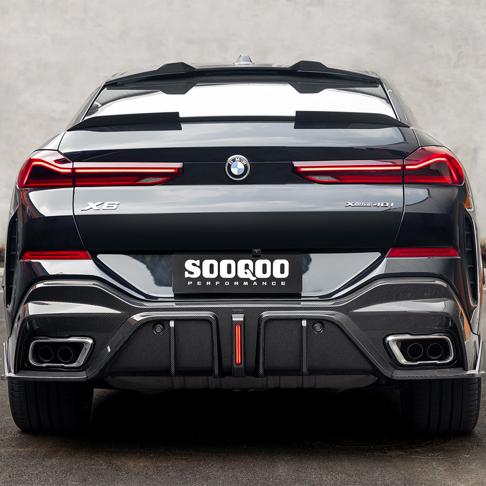 SOOQOO Carbon Diffuser voor BMW X6 G06 (met remlicht)