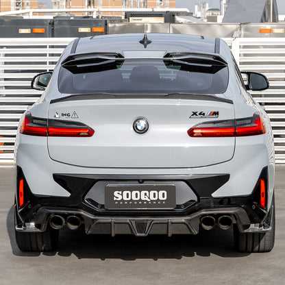 SOOQOO Carbon Diffuser voor BMW X4 M F98 (LCI, met remlicht)