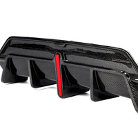 Carbon Diffuser met hoge vinnen en rode accentlijn voor BMW 3 Serie / M3 G20, G28 M-Sport LCI