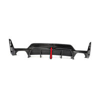 Carbon Diffuser met hoge vinnen en rode accentlijn voor BMW 3 Serie / M3 G20, G28 M-Sport LCI