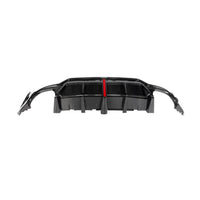Carbon Diffuser met hoge vinnen en rode accentlijn voor BMW 3 Serie / M3 G20, G28 M-Sport LCI